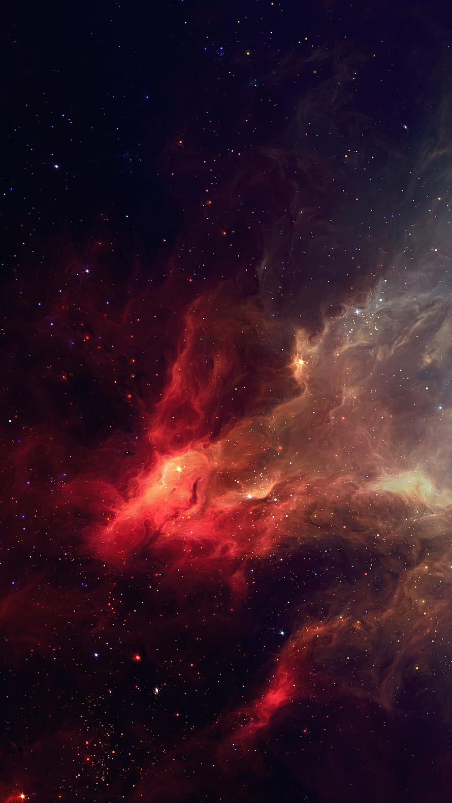 Stunning Red and Orange Nebula Space Wallpaper with Glowing Stars and Cosmic Dust HD phone wallpaper