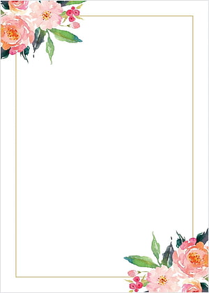 Elegant Watercolor Floral Border with Pink Peonies and Gold Frame HD phone wallpaper