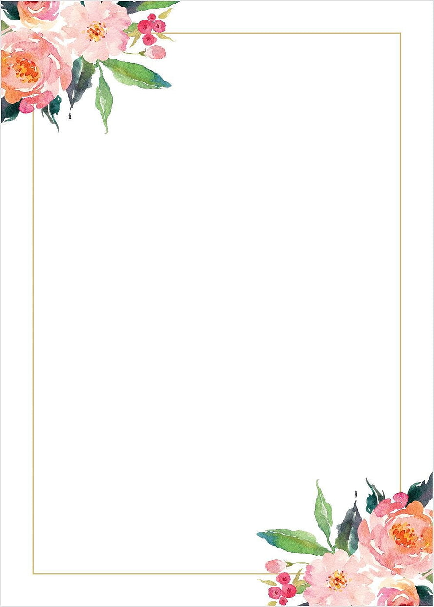 Elegant Watercolor Floral Border with Pink Peonies and Gold Frame HD phone wallpaper