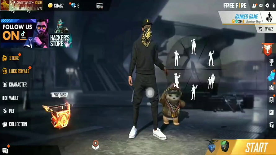 Free Fire Lobby Screenshot Featuring Character Outfit and Pet Companion HD wallpaper