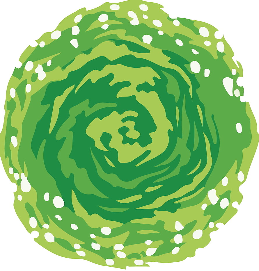 Rick And Morty Green Portal Vortex with Swirling Energy and White Bubbles HD phone wallpaper