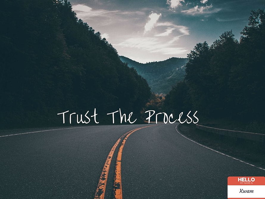 Trust The Process Motivational Quote on a Winding Mountain Road at Dusk HD wallpaper