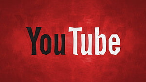 YouTube Logo on Textured Red Background with Black and White Typography HD wallpaper
