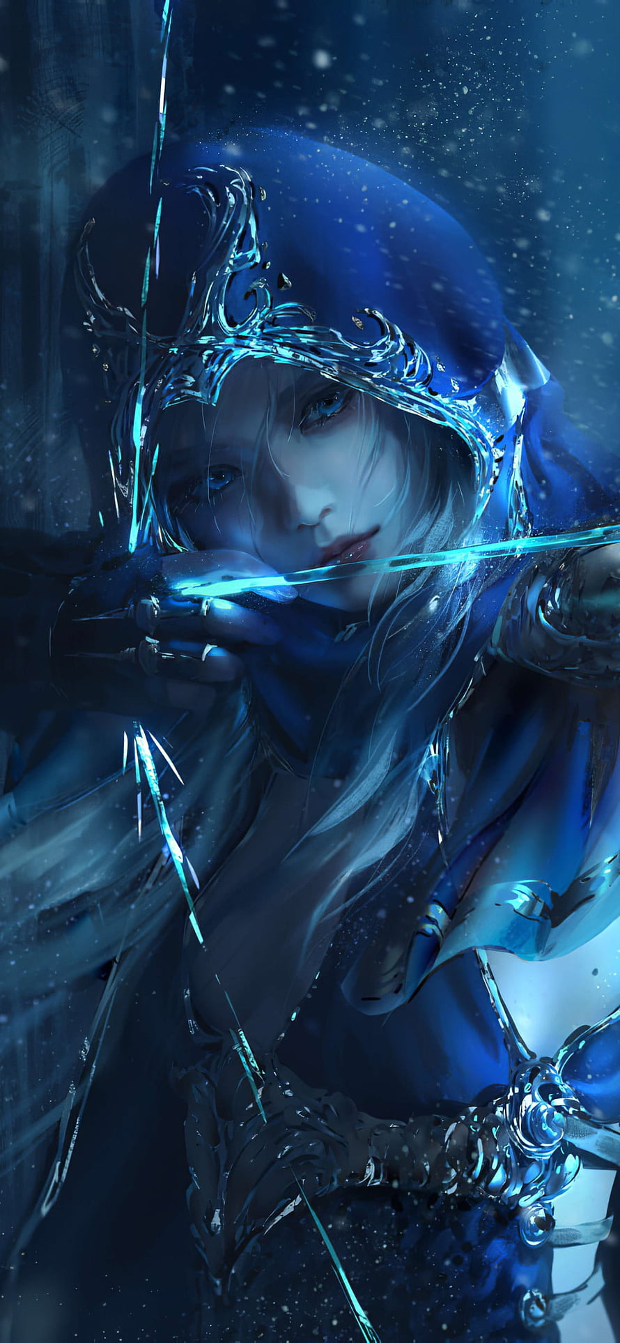 Mystical Ice Queen Fantasy Character With Glowing Blue Crown And Magic HD phone wallpaper