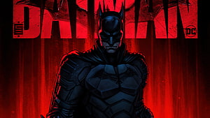 The Batman Movie Poster Artwork with Dark Red Background and DC Logo, The Batman Movie PC, #the batman HD wallpaper