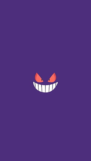 Gengar Pokemon Minimalist Face Icon on Purple Background HD phone wallpaper