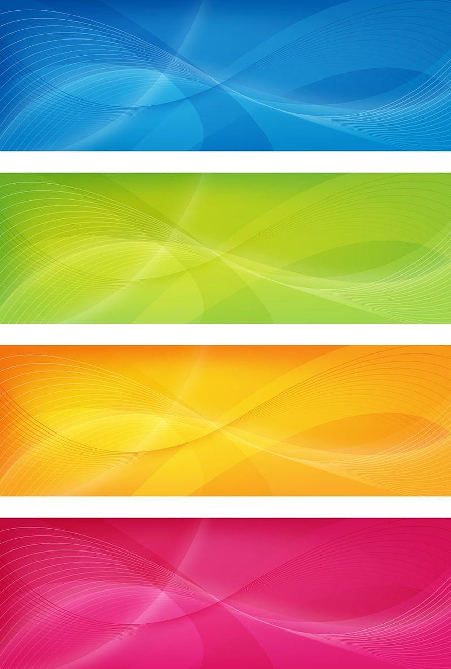 Set of Four Colorful Abstract Wavy Line Banners with Blue, Green, Orange, and Pink Gradients HD phone wallpaper