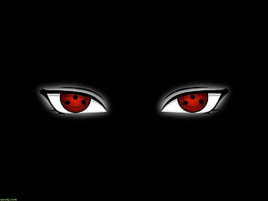 Itachi Uchiha Sharingan Eyes Glowing Red on Black Background HD wallpaper