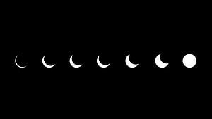 Minimalist White Moon Phases Progression on Black Background HD wallpaper