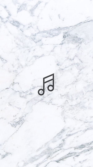 Minimalist White Marble Texture with Black Music Note Icon for Social Media Highlights HD phone wallpaper