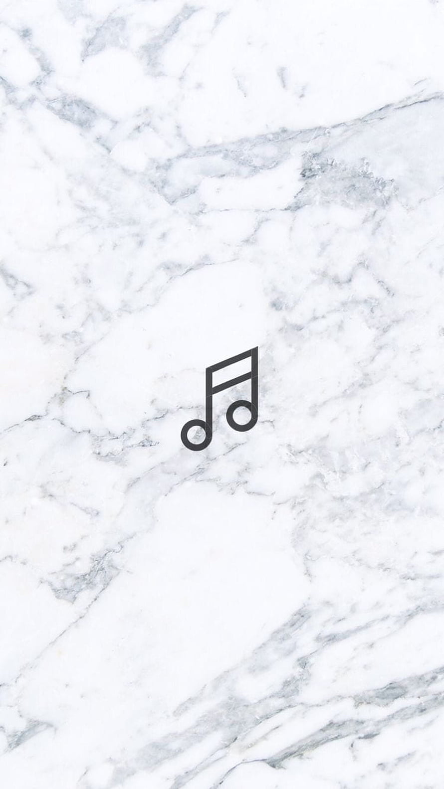 Minimalist White Marble Texture with Black Music Note Icon for Social Media Highlights HD phone wallpaper