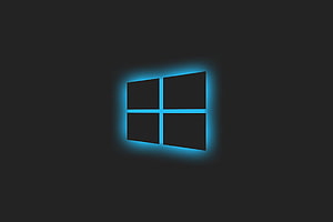 Windows 11 Logo with Neon Blue Glow on Dark Background HD wallpaper