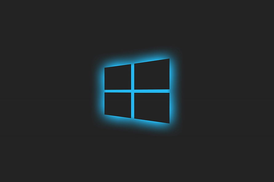 Windows 11 Logo with Neon Blue Glow on Dark Background HD wallpaper