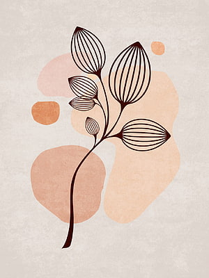 Minimalist Boho Botanical Line Art with Abstract Terracotta Shapes HD phone wallpaper
