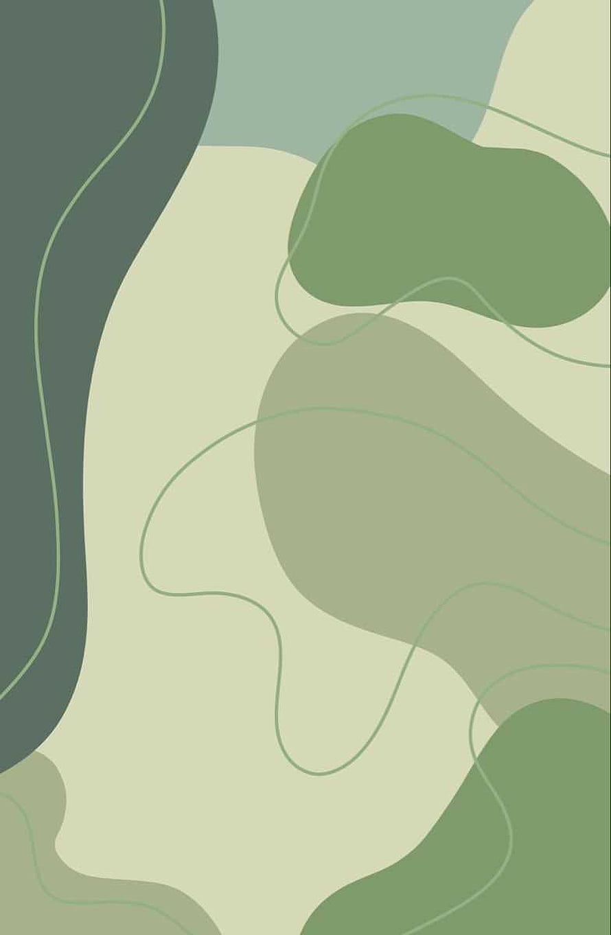Sage Green Abstract Organic Shapes with Flowing Line Art and Minimalist Aesthetic HD phone wallpaper