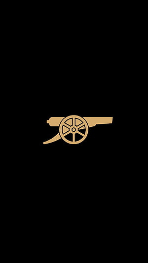 Minimalist Gold Arsenal FC Cannon Emblem on Black Background HD phone wallpaper