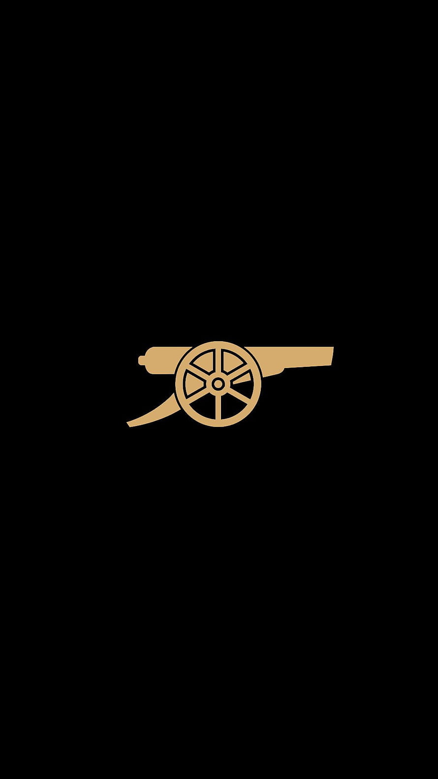 Minimalist Gold Arsenal FC Cannon Emblem on Black Background HD phone wallpaper