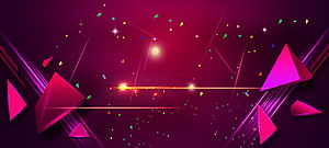 Vibrant Geometric Abstract Background with Neon Triangles and Confetti on Deep Magenta HD wallpaper