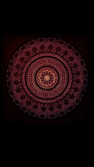 Intricate Red Hindu Mandala with Geometric Patterns on Dark Background HD phone wallpaper