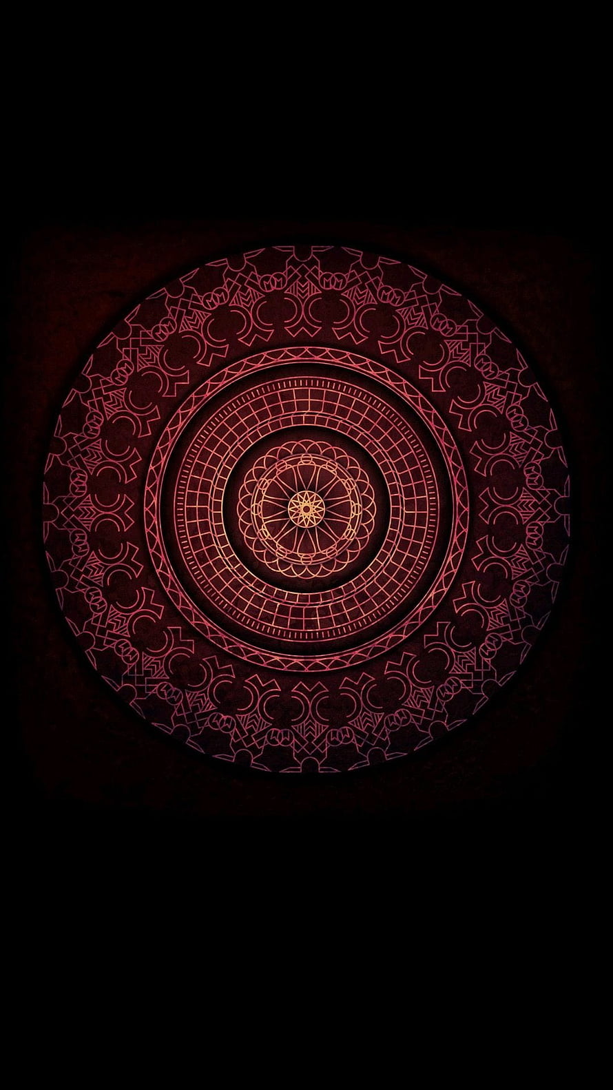 Intricate Red Hindu Mandala with Geometric Patterns on Dark Background HD phone wallpaper
