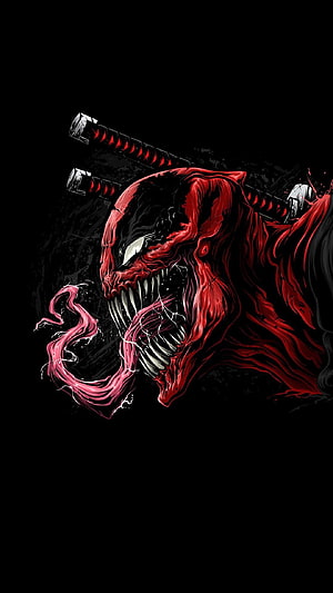 Carnage Marvel Comics Villain With Katanas Red Symbiote Monster Art HD phone wallpaper