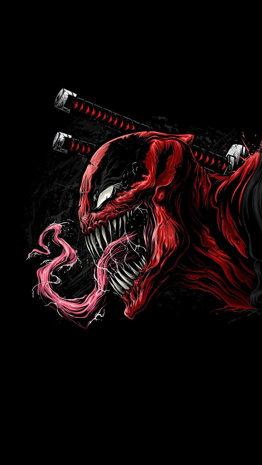 Carnage Marvel Comics Villain With Katanas Red Symbiote Monster Art HD phone wallpaper