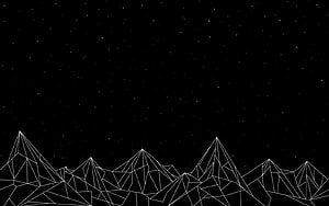 Minimalist Geometric Mountain Range Under a Starry Night Sky HD wallpaper