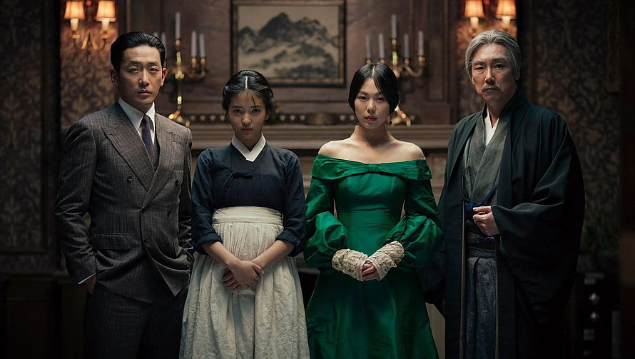 The Handmaiden Cast in Period Costumes Standing in an Ornate Victorian Room HD wallpaper