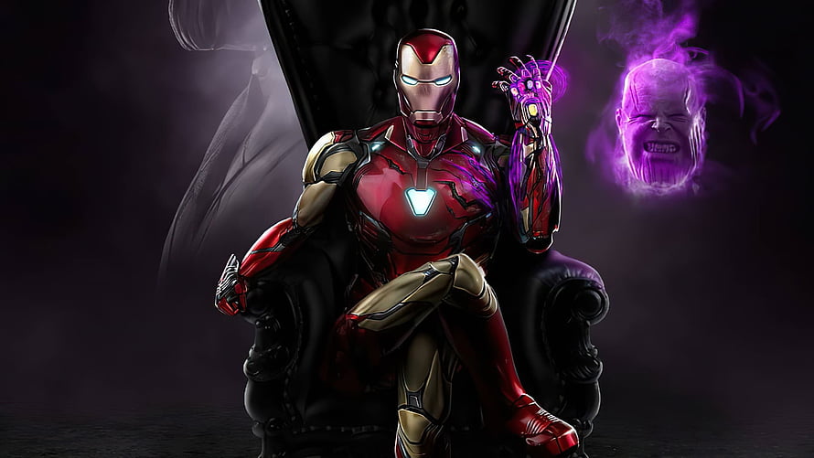 Iron Man Seated on Throne with Thanos Spirit in Dark Fantasy Concept Art, Iron Man : Top Ironman Backgrounds [ 9 ], iron man for laptop HD wallpaper