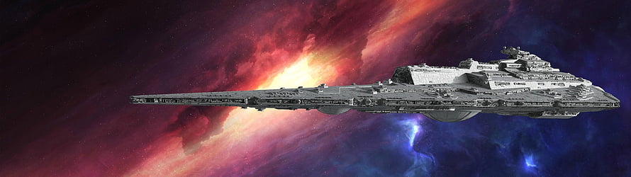 Star Wars Imperial Star Destroyer Cruiser Against Vibrant Cosmic Nebula HD wallpaper
