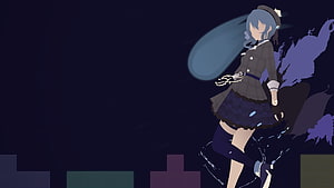 Hoshimachi Suisei in Minimal Vector Style with Dark Night Sky and Purple Splashes HD wallpaper