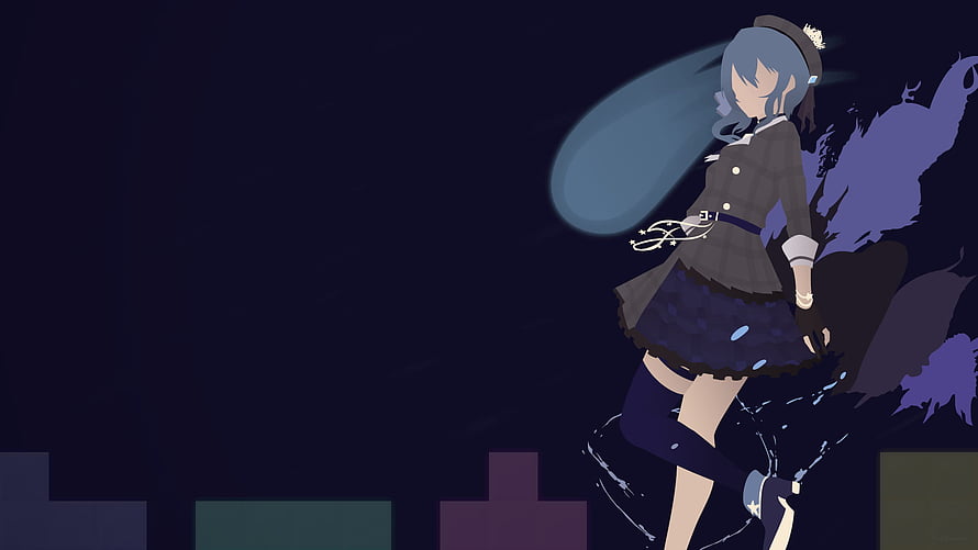 Hoshimachi Suisei in Minimal Vector Style with Dark Night Sky and Purple Splashes HD wallpaper