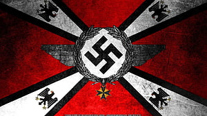 Stylized German Imperial Military Emblem with Iron Cross and Eagle Motifs on Red Background, i did nazi all these nazi coming, nazi HD wallpaper