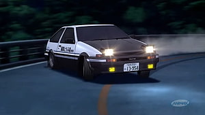 Initial D Toyota AE86 Trueno drifting on mountain road at night anime wallpaper HD wallpaper