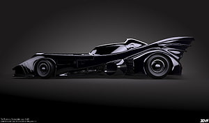 Tim Burton's Batmobile Side Profile Render in Glossy Black Finish HD wallpaper