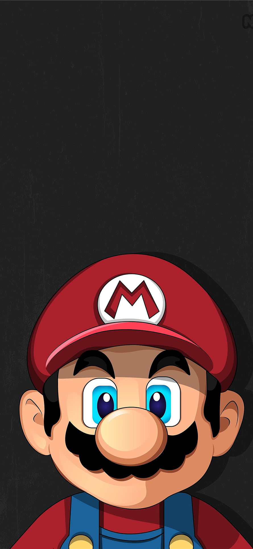 Super Mario Bros Character Portrait with Red Hat and Blue Overalls on Dark Background HD phone wallpaper