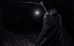 Berserk Guts Holding Sword in Dark Fantasy Illustration HD wallpaper