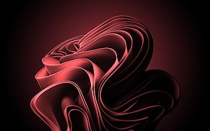 Abstract Red 3D Ribbon Sculpture on Dark Background HD wallpaper