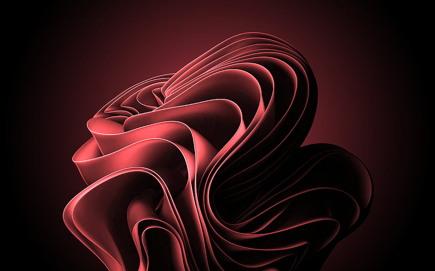 Abstract Red 3D Ribbon Sculpture on Dark Background HD wallpaper