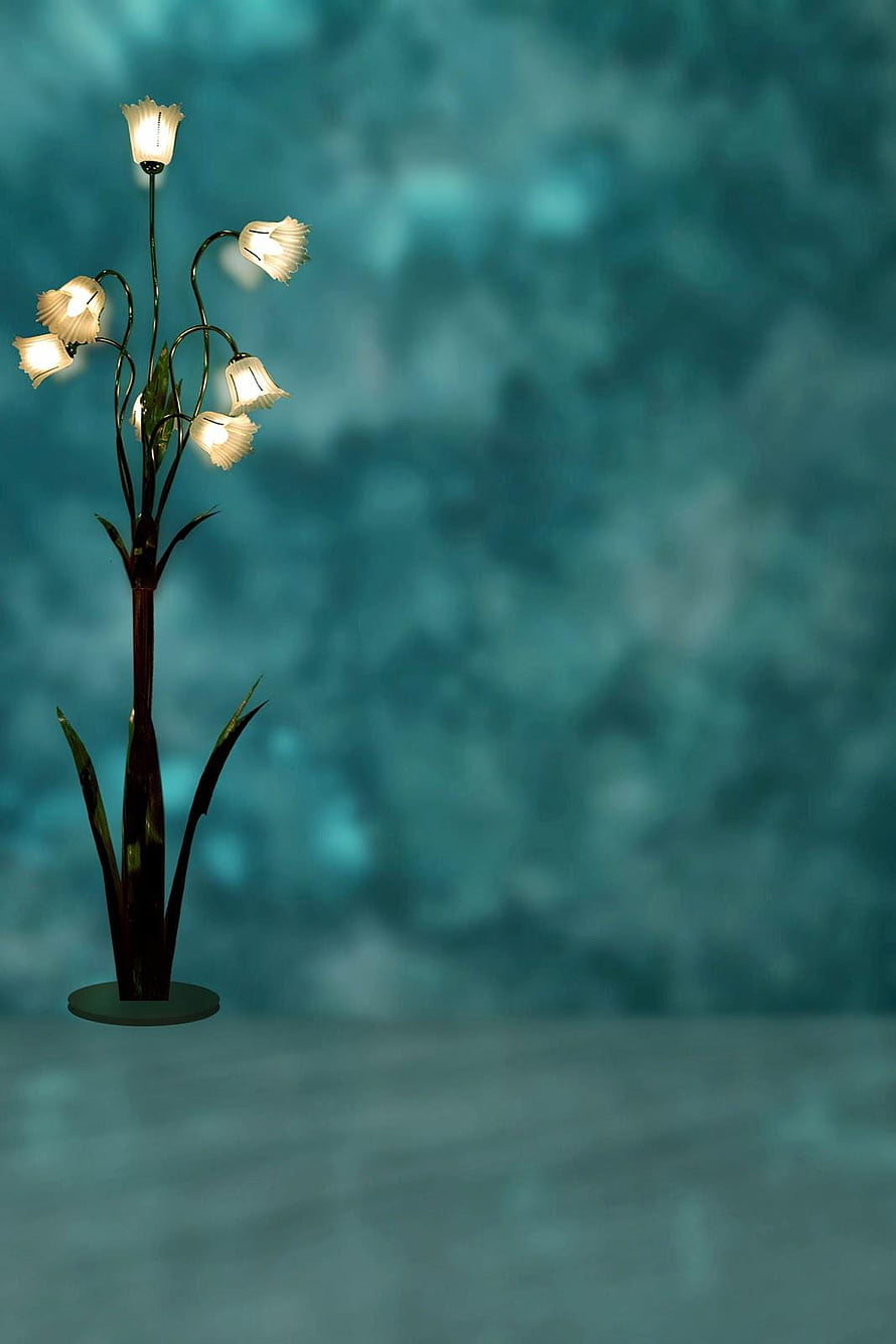 Glowing Flower Lamp with Teal Background HD phone wallpaper