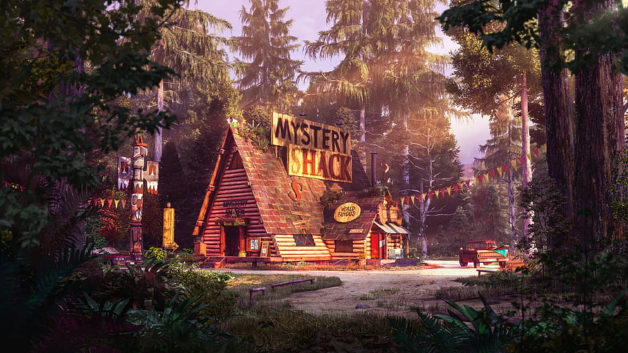 Mystery Shack Cabin in the Forest from Gravity Falls Animated Series HD wallpaper