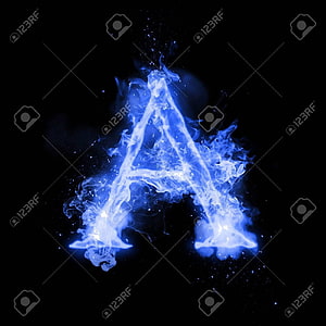 Glowing Blue Flame Letter A With Sparking Embers On Black Background HD phone wallpaper
