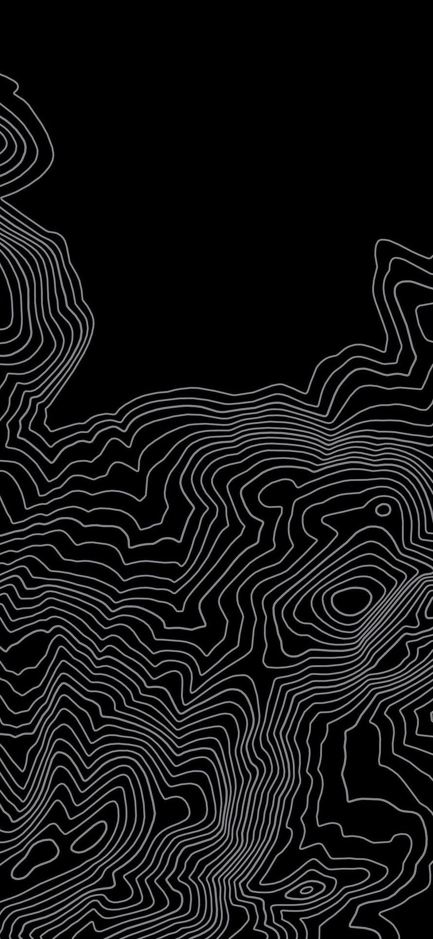 Minimalist Topographic Contour Lines on Black Background HD phone wallpaper