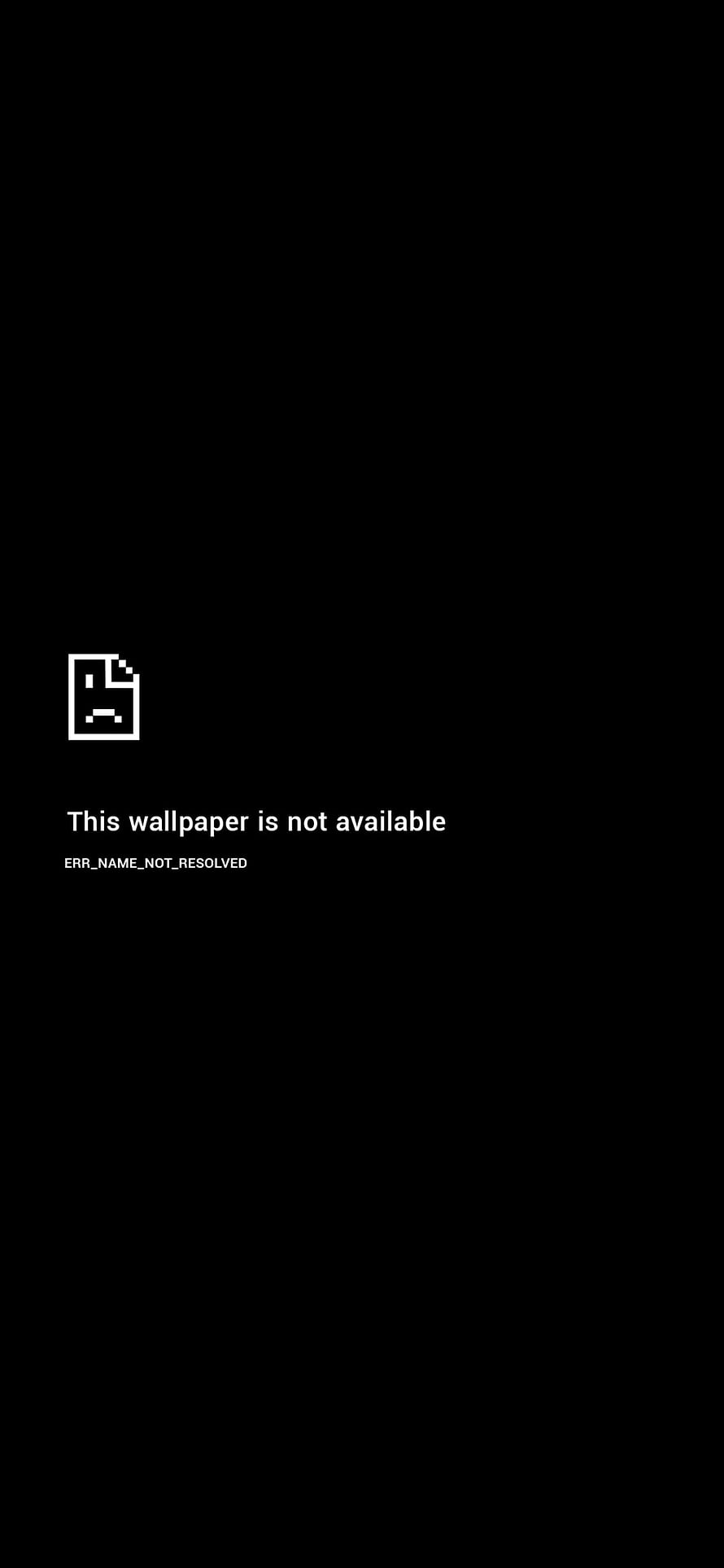 Minimalist Black Error Screen Wallpaper with Sad File Icon and White Text HD phone wallpaper
