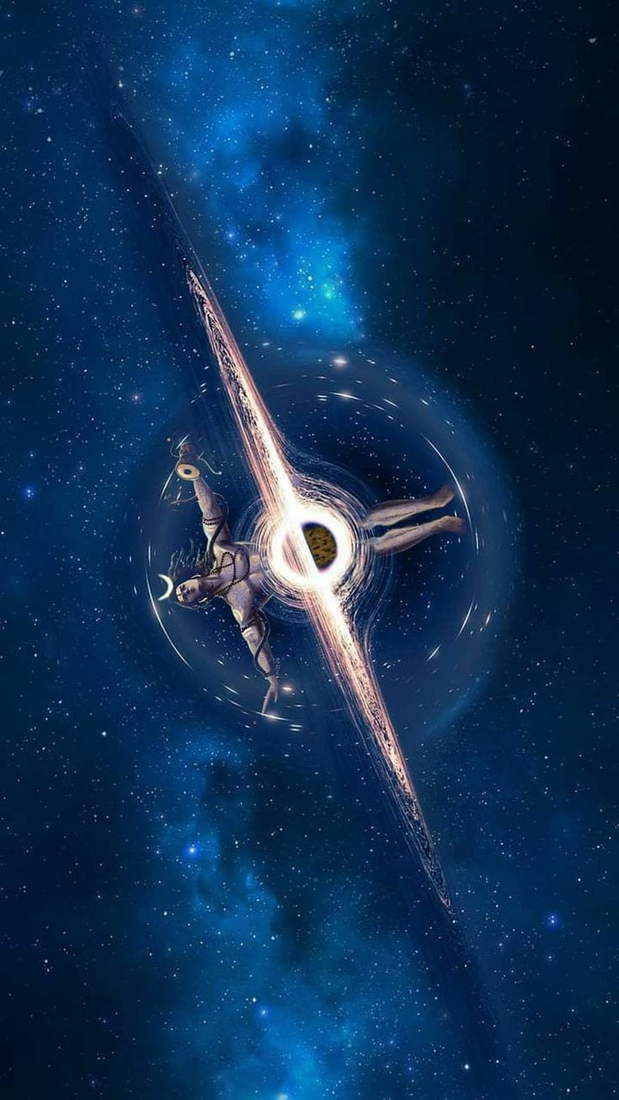 Lord Shiva as Nataraja Dancing in a Cosmic Galaxy with Celestial Energy HD phone wallpaper