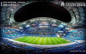 Stade Velodrome Stadium Tifo Display During Olympique De Marseille Match HD wallpaper