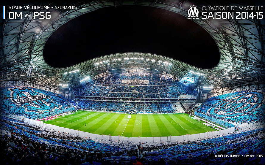 Stade Velodrome Stadium Tifo Display During Olympique De Marseille Match HD wallpaper