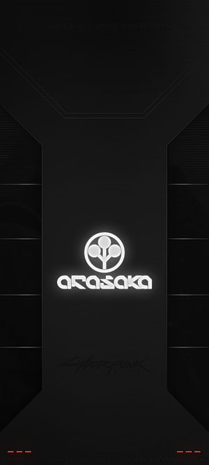 Cyberpunk 2077 Arasaka Corporation Logo on Dark Futuristic Interface HD phone wallpaper