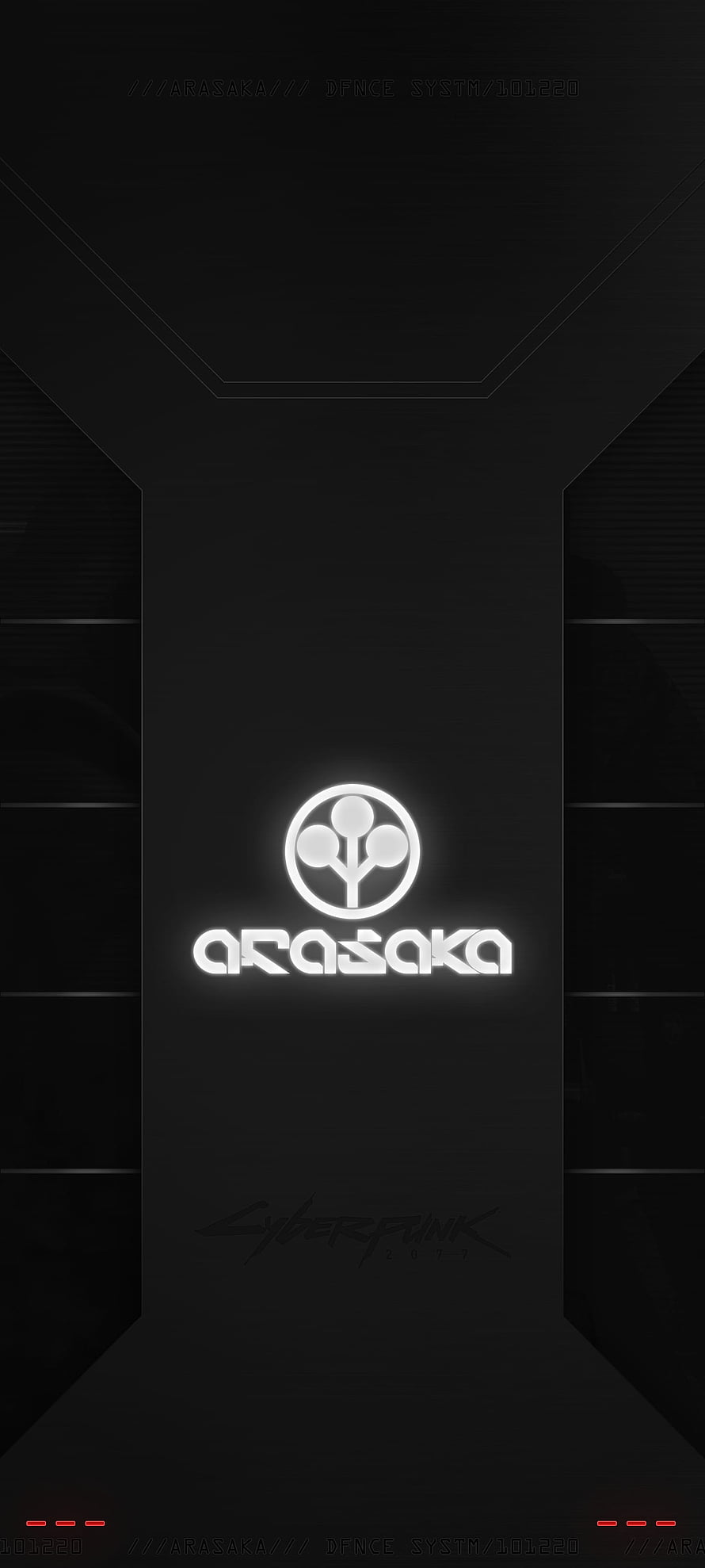 Cyberpunk 2077 Arasaka Corporation Logo on Dark Futuristic Interface HD phone wallpaper