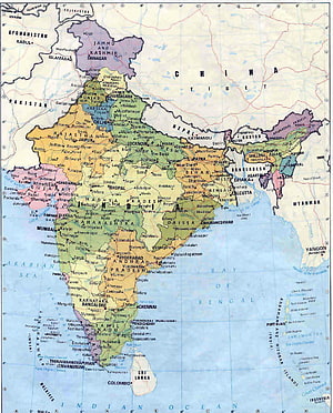 Detailed Political Map of India Showing States, Cities, and Neighboring Countries HD phone wallpaper